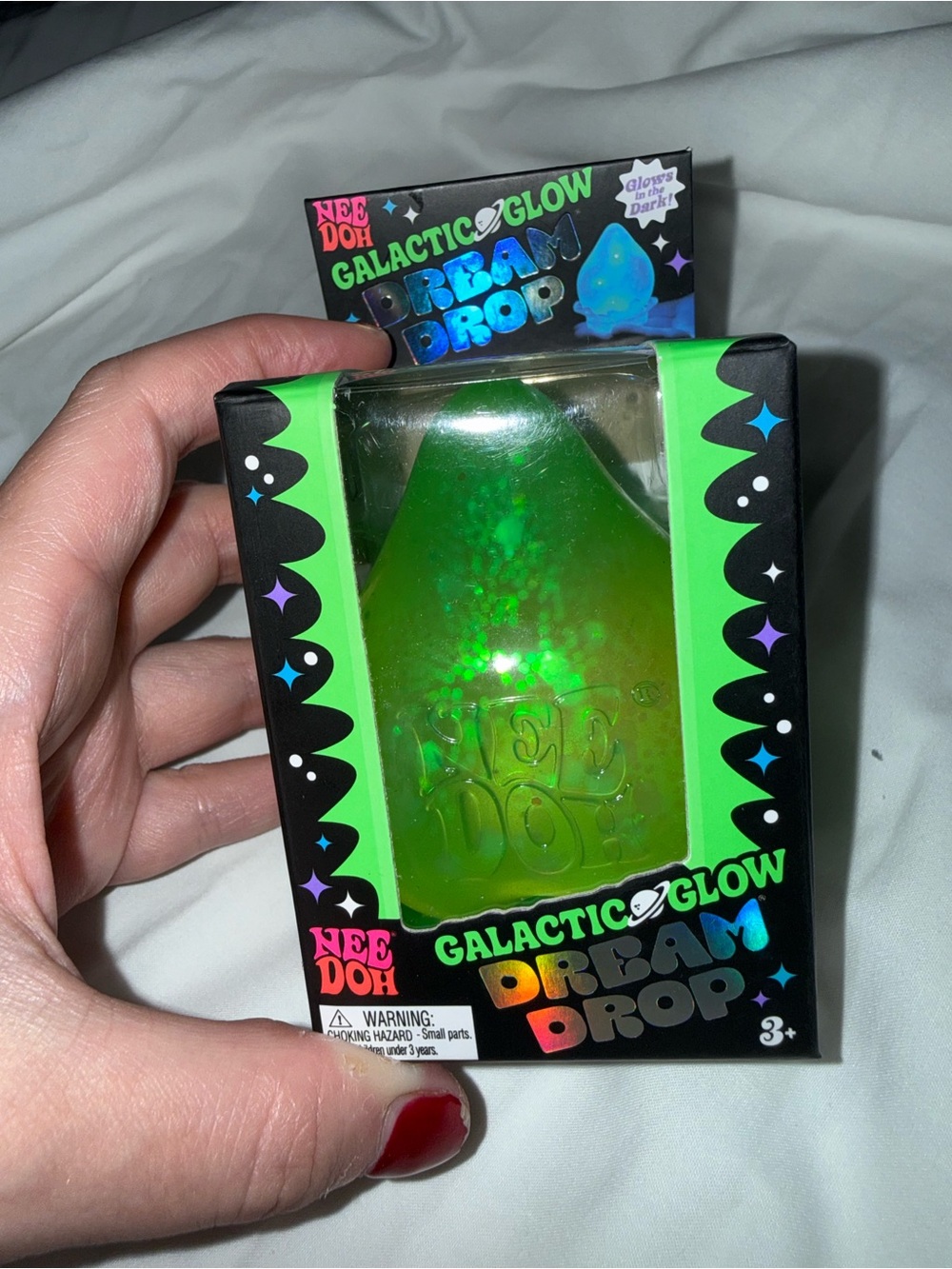 Authentic Rare NeeDoh Galactic Glow Dream Drop - Neon Green